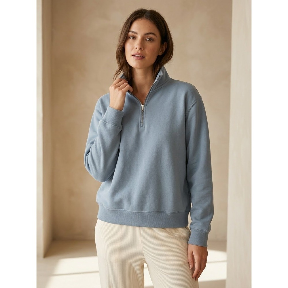 Quarter Zip Mock Neck Tillys Blue Cotton Blend Fleece Sweatshirt Size XXL 2XL